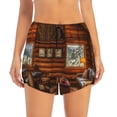 thumbnail image 2 of Goofa Log Cabin Inside Printed Women 2 in 1 Running Shorts,Quick Dry Athletic Workout Shorts,High Waisted Athletic Shorts with Liner Pockets-Medium, 2 of 9