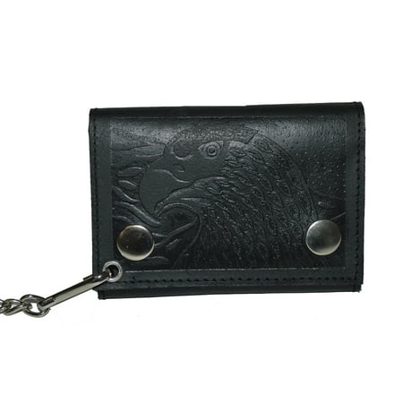 Biker's Wallet ID Card Holder with Chain Genuine Leather - US