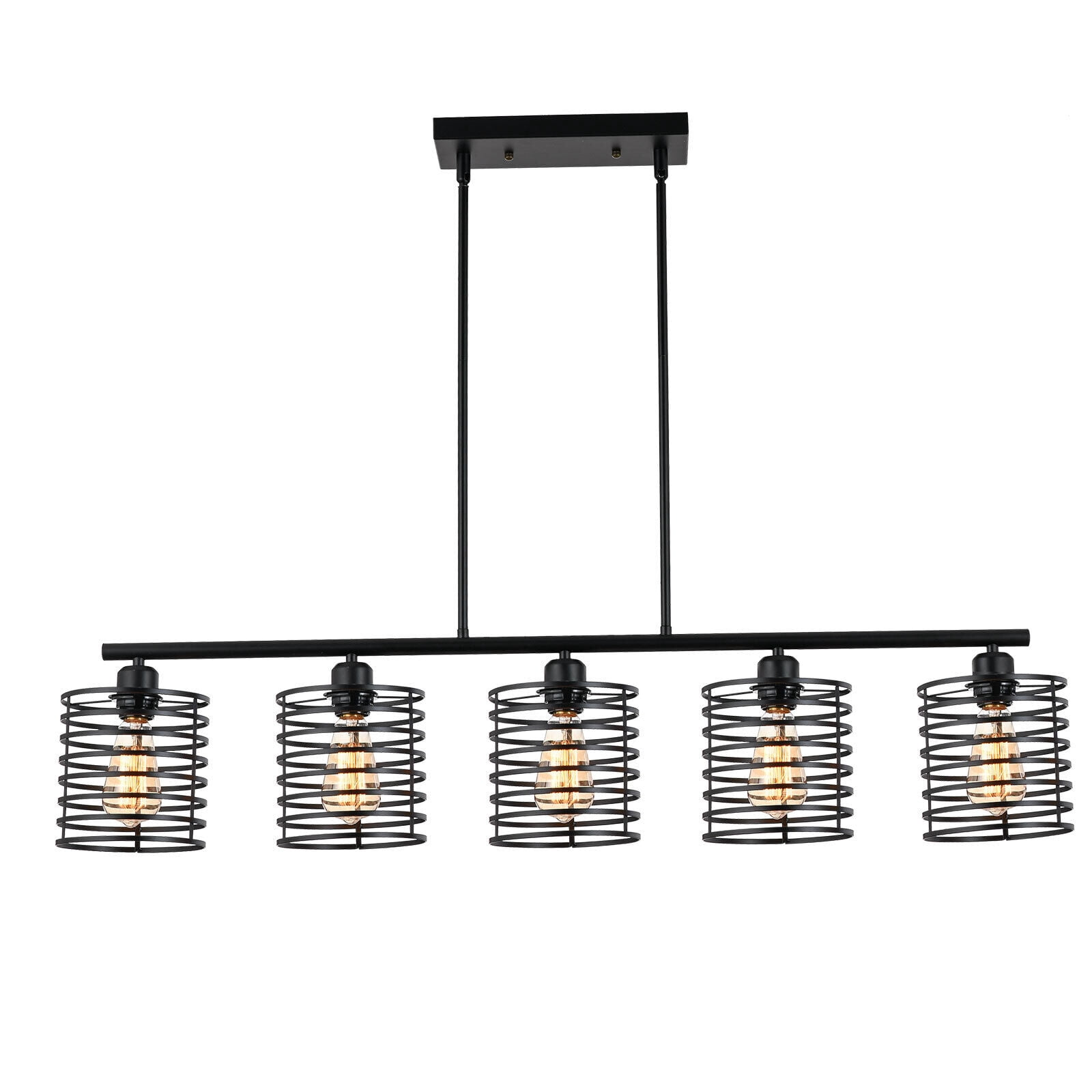 Miumaeov 5-Head Industrial Ceiling Light Dining Room Pendant Lamp Kitchen Island Hanging Fixture E26