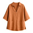 thumbnail image 6 of Oversized Tshirts for Women Lapel Short Sleeve Color Loose Daily Casual Top Summer Clothes for Women, 6 of 7
