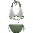 thumbnail image 5 of NICKSUN Women's Bikini Sets Two Piece Bathing Suits Sexy Textured Halter Padded Bikini Swimsuits Side Tie Thong Bottom Swimwear, 5 of 6