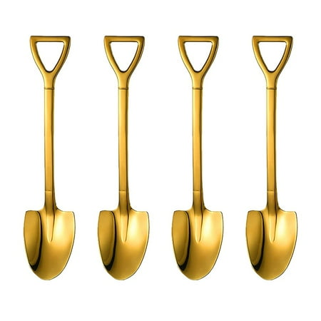 

4pcs Tiny Coffee Spoon Stainless Steel Ice Cream Pudding Dessert Spoons Polished Finish Watermelon Flat Shovel Kitchen Gadgets