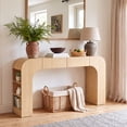 thumbnail image 3 of WIRRYTOR 56"L Waterfall Console Table for Entryway, Modern Natural Entry Table with Drawer and Side Storage, Narrow Living Room Behind Sofa Table, 3 of 11