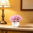 thumbnail image 5 of Dongrere Small Artificial Potted Shrub, Plastic Fake Greenery Plant with White Pot for Home Office Desk Bathroom Tabletop Decor, Pink, 5 of 9