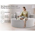 thumbnail image 4 of Leumius Oversized Round Chaise Lounge Sofa,Upholstered Lounge Chair with 2 Pillows and Cupholders,Boneless Sofa Couch with Memory Foam,Deep Seat Sleeper Chair for Living Room,No Assembly,Gray, 4 of 9