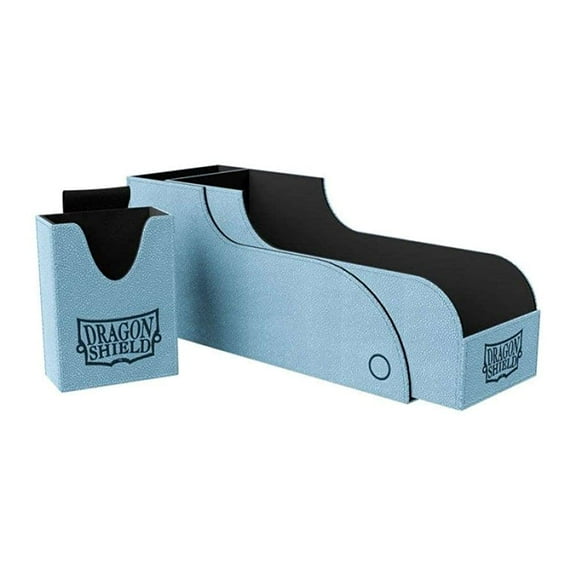 Dragon Shield Nest 300  Plus Blue & Black Durable Magnetic Leather Deck & Dice Box Case Protector