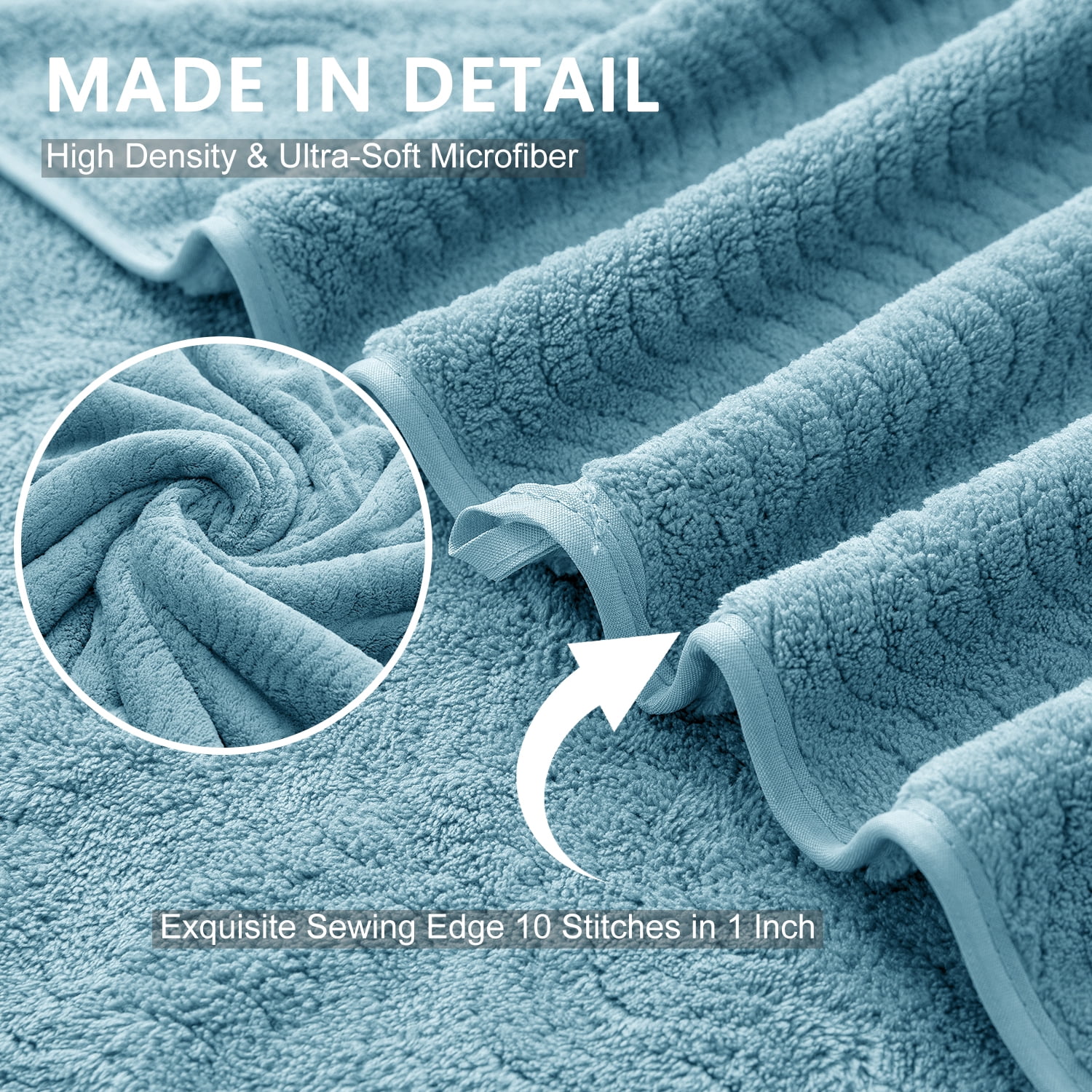 Covina Home 8 Pcs Bath Towel Set Green Pine Microfiber Bathroom Towel Set Ultra Soft Plush Oversized Towels Adult Luxury Bath Sheet