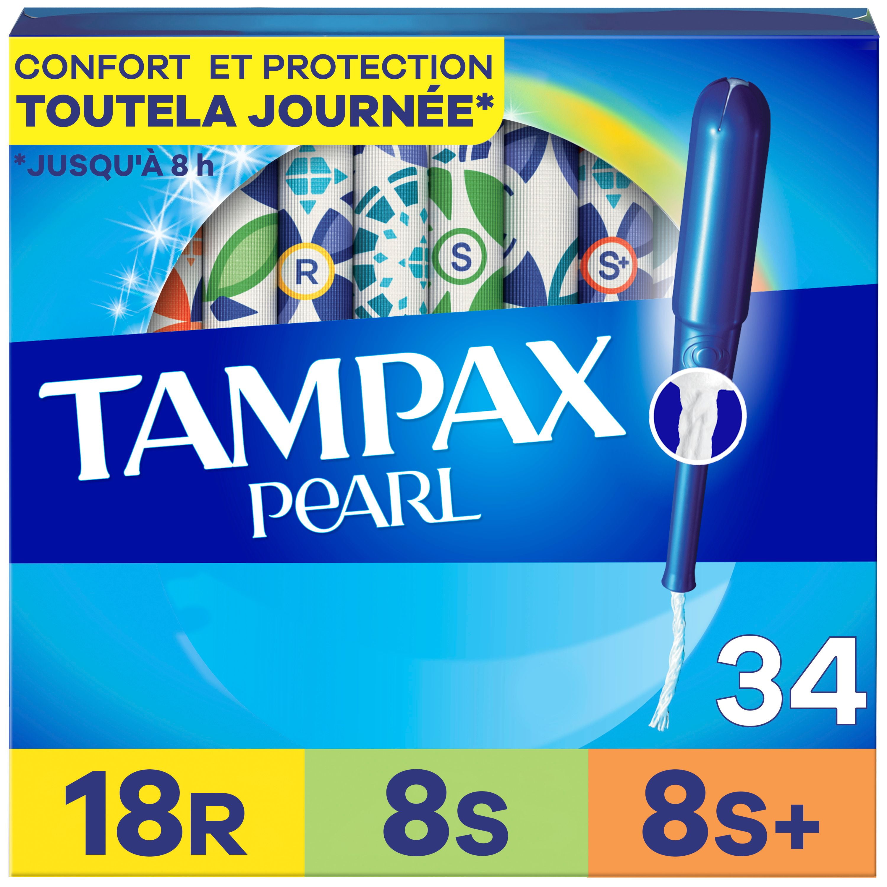 Tampax Pearl Tampons Multipack, with LeakGuard Braid, Regular/Super/Super Plus Absorbency