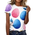 thumbnail image 3 of Women Easter&nbsp;shirt Funny Bunny Print Short Sleeve Crewneck Tunic Tops Floral Cute T-Shirts Trendy Dressy T Shirt, #01 Multicolor, M, 3 of 6