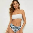 thumbnail image 2 of Ashirexll Swim Suits for Women 2024, Womens Bathing Suits, Fashion Split High Waist Printed Sexy Tube Bikini Swimsuit Beachwear White M, 2 of 8
