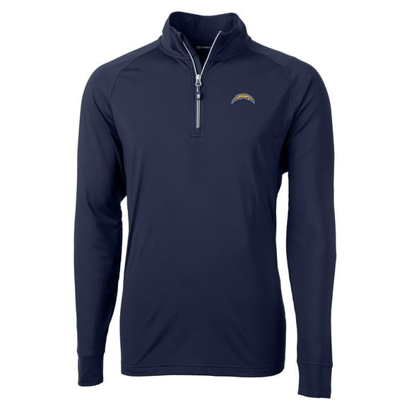 Men's Cutter & Buck Navy Los Angeles Chargers Big & Tall Adapt Eco Knit Quarter-Zip Pullover Jacket
