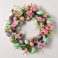 thumbnail image 4 of 15.7 Inch Spring Easter Wreath with Eggs and Flowers - Artificial Flower Wreath for Front Door Decor, Easter Summer Farmhouse Holiday Wall, Home Window, and Indoor Outdoor Display (Pink), 4 of 9