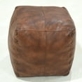 thumbnail image 2 of Square Shaped Leather Handmade Eco-Friendly Antique Brown Pouf - Square Shape Pouf, 16" x 16" x 16", Geometric Pouf, Leather pouf, Recycled Foam with Fibre Fill Stuffed Pouf, Leather Seating Pouf, 2 of 8