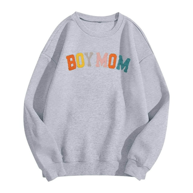 Fgnfyis Garçon Maman Chandail Femmes Maman Chandail Vie de Maman Chandail pour Maman Chandail à Capuchon Maman Mode Col Rond Chandail Chandails pour Femmes Gris Pâle S