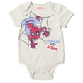 thumbnail image 2 of Marvel Avengers Spider-Man Newborn Baby Boys Bodysuit Pants and Hat 3 Piece Outfit Set Newborn to Infant, 2 of 5