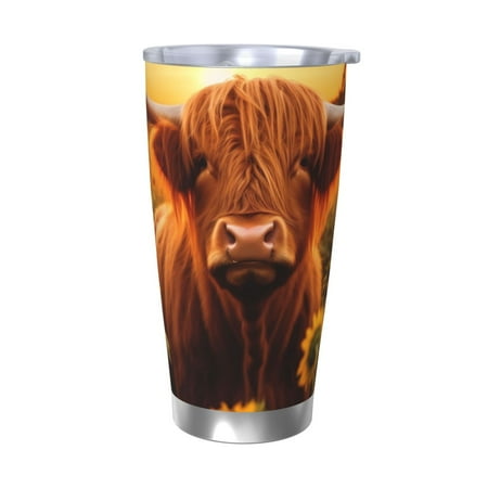 

Tideii Vintage Sunflower Cow B for 20OZ Car Cup Stainless Steel Cold and Hot Cup with Lid Suitable for Outdoor and Home Unisex-Without Straw