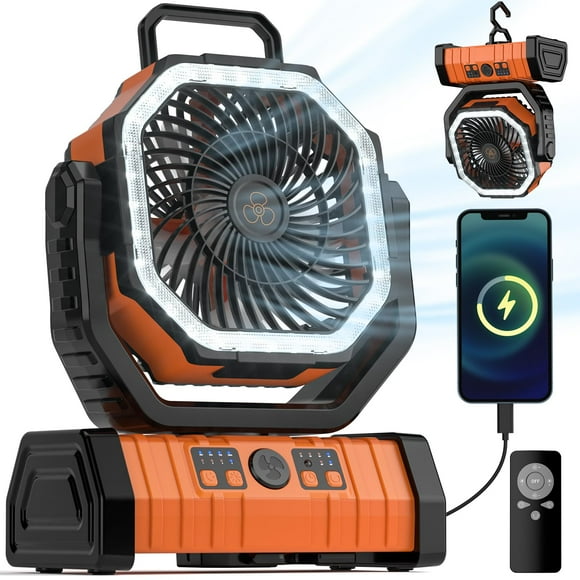 Ventilador de camping VOSFEEL con batería de 20000 mAh y linterna LED de 4 velocidades