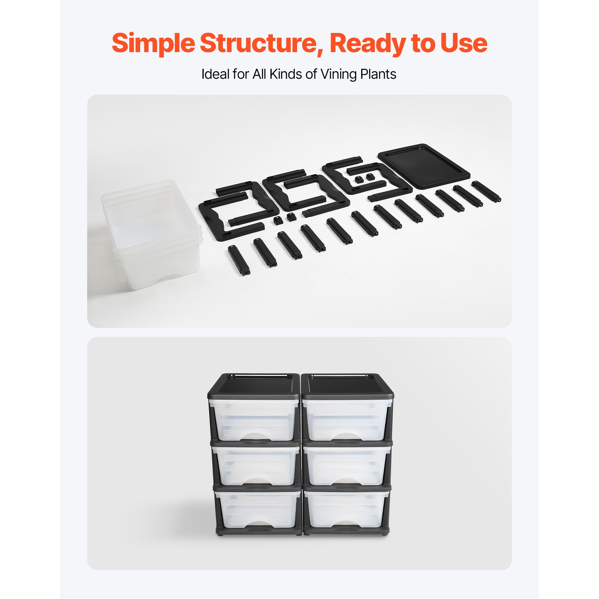 KFFKFF 100L 6 Storage Drawers, Sturdy Organizer , Clear Storage Bins for Office, Craft Rooms, and Home Organization