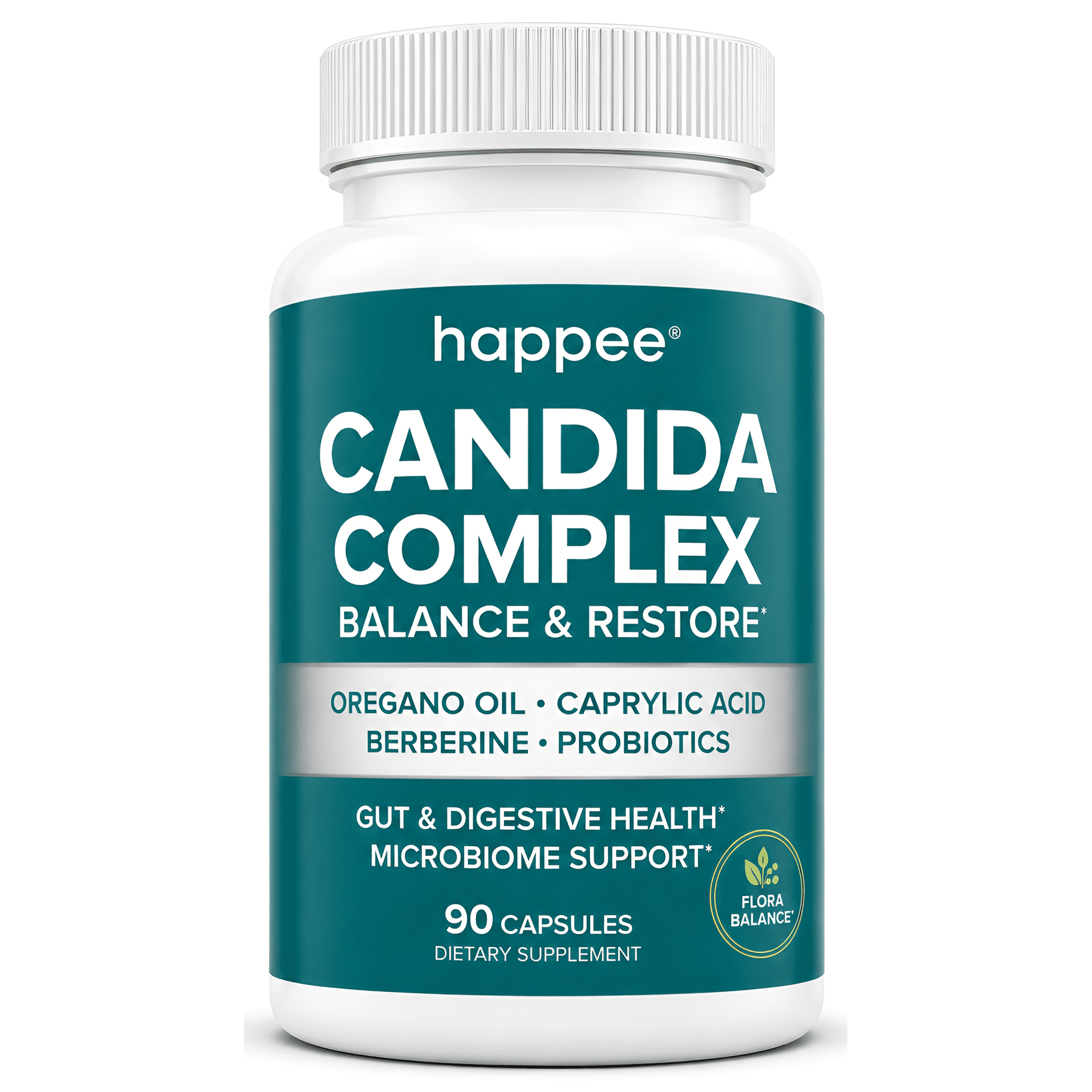 Happee Candida Cleanse Detox Supplement, Gut & Digestive Support, Women & Men, 90 Caps