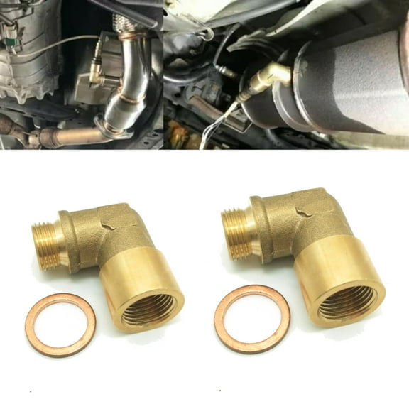 2Packs M18X1.5 02 Bung Sensor Spacer, Universal Angled Oxygen Sensor Extension Spacer Adapter Isolator 90 Degree for Exhaust System