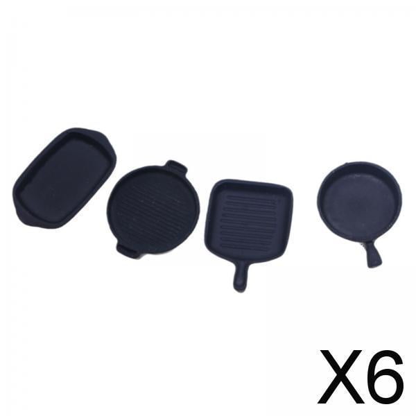 6x Bandeja para Hornear para Casa de Muñecas, Juguete para Juego de Imitación para Niños, Mini Sartén para Carne, Muebles de Construcción, 1/12 , Negr 6 piezas