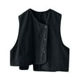 thumbnail image 4 of Cotton Linen Vest for Women Summer Vintage Button Front Tank Tops Loose Fit Casual Sleeveless Shirts Waistcoat Jacket, 4 of 7