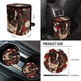 thumbnail image 4 of Yuyamidu Boston Terrier Car Interior Sets Car Front Back Seat Covers Steering Wheel Cover Seatbelt Pad Trash Bin Red Rose Rearview Mirror Cover Coasters Keychain Lipstick Holder 13pcs Auto Accessory, 4 of 5