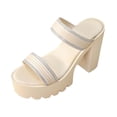 thumbnail image 2 of Xdegoge Platform Sandals Women Chunky High Heel Slides Rhinestone Double Strap Summer Beach Shoes Sparkling Slip On Fashionable Dressy Outdoor Casual Open Toe, 2 of 9