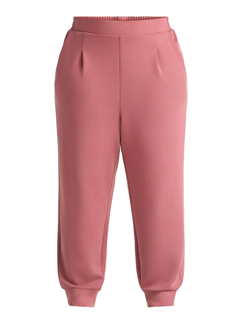 Avia Women's and Women's Plus ScubaKnit Pleat Joggers with Pockets