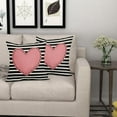 thumbnail image 6 of Valentines Day Pillow Covers 16X16 Inch Black White Stripes Pink Heart Decorative Square Pillow Cases Valentine''s Day Cotton Linen Throw Pillows Set of 2 Home Decor for Sofa Porch Couch Outdoor, 6 of 6