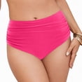 thumbnail image 3 of Kpoplk Womens High Waisted Bikini Bottoms Tummy Control Swim Bottom Ruched Full Coverage Retro Swimwear Size XL,Pink, 3 of 9
