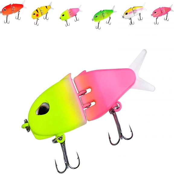 BESTSKY Mini Glide Bait for Bass Fishing Small Glide Multi-Jointed Swimbait Wobbler Slow Sinking Swimming Bait with Double Hook for Freshwater Saltwater Bass Trout Pike Fishing
