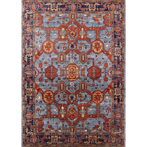Ahgly Company Indoor Rectangle Mid-Century Modern Gunmetal Gray Oriental Area Rugs, 7' x 10'