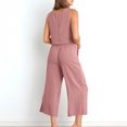 thumbnail image 4 of Cotton Linen Two Piece Sets for Women 2025 Wide Leg Two Piece Pants Set Casual Tank Tops Two Piece Outfits Summer Lounge Set, Limited Time Offer, Under 10 Dollars, 4 of 6