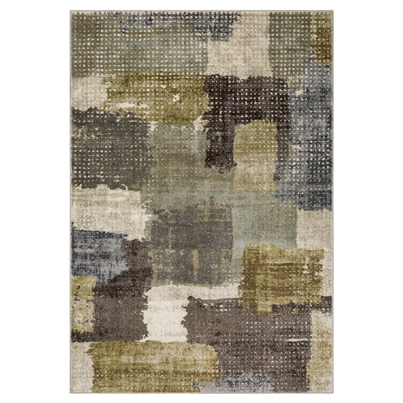 ROW by Oriental Weavers Gemma GEM01 - 9'10" x 12'6" Area Rug - in Green/ Brown - Modern, Contemporary, Living Room, Family Room, Dining Room, Bed Room Area Rug