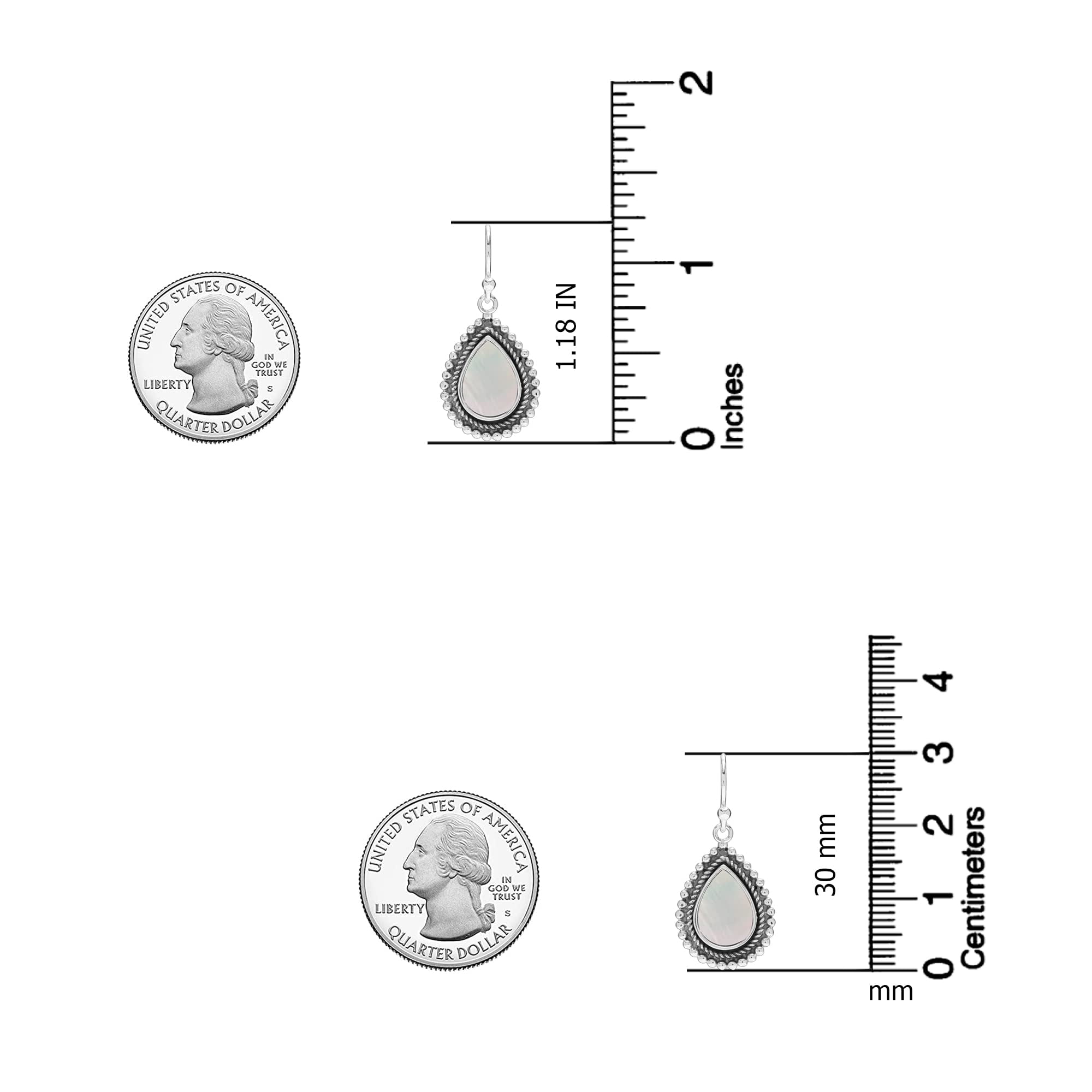 LeCalla 925 Sterling Silver Antique Mother of Pearl Drop Earrings for Women and Teen 30MM