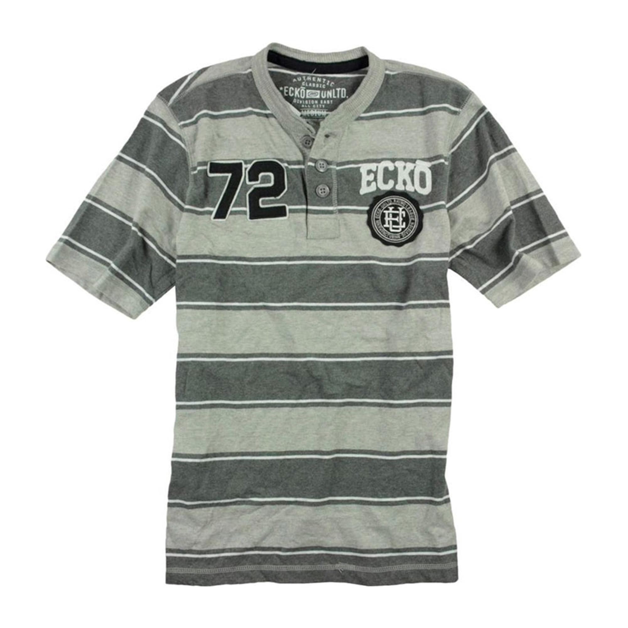 Ecko Unltd. Mens Rugby Stripe 72 Henley Shirt, Grey, Small