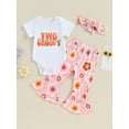 thumbnail image 2 of Bagilaanoe 3pcs Newborn Baby Girl Pants Set Short Sleeve Romper Tops + Floral Print Flare Trousers + Headband 3M 6M 12M 18M Infant Casual Clothes, 2 of 9