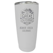 R and R Imports Beaver Creek Colorado Etched 16 oz Stainless Steel Insulated Tumbler Outdoor Adventure Design White