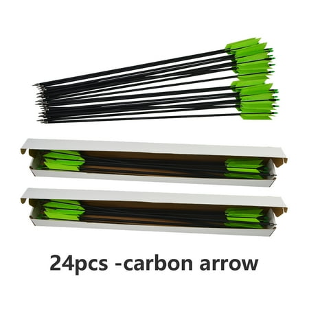 AMEYXGS (24pcs Green) Archery 31 Carbon Arrow Feather for Recurve Bow Practice Hunting Target