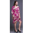 thumbnail image 3 of Bimba Fuschia Pink Floral Saucer Magnolia Womens Short Beach Kaftan Beachwear Bikini Coverup Midi Dress-S-L, 3 of 5