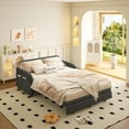 thumbnail image 6 of 52.4'' Pull Out Couch Full-Size, Futon Sofa Bed, Convertible Sleeper Sofa Bed with USB Port, Storage Pockets, 2 Pillows, Modern Chenille Loveseat Couches for Living Room, Small Space, Grey, 6 of 9