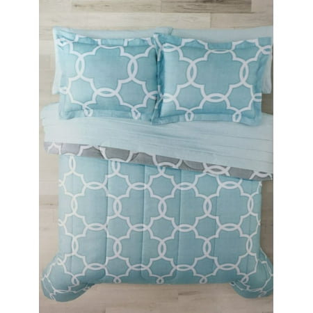 The Big One Blue Trellis Full 8 Piece Bed In A Bag Comforter