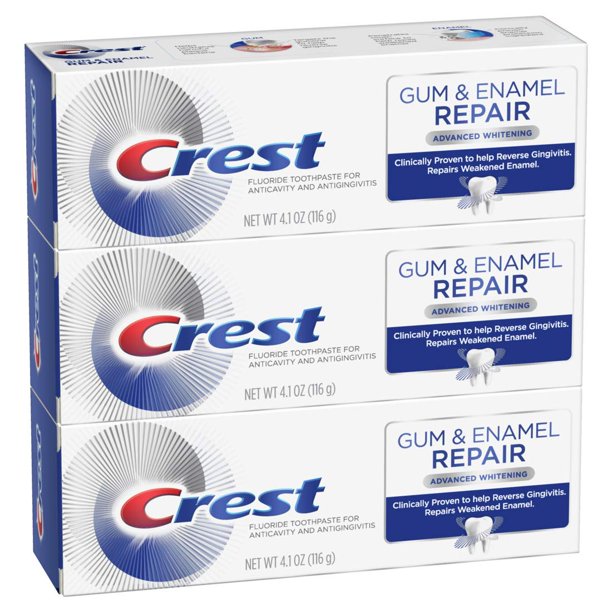 Crest Gum & Enamel Repair Toothpaste, Advanced Whitening, 4.1oz (Pack of 3)