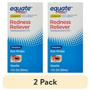 (2 pack) Equate Tetrahydrozoline HCl Original Redness Reliever Eye Drops, 1 fl oz