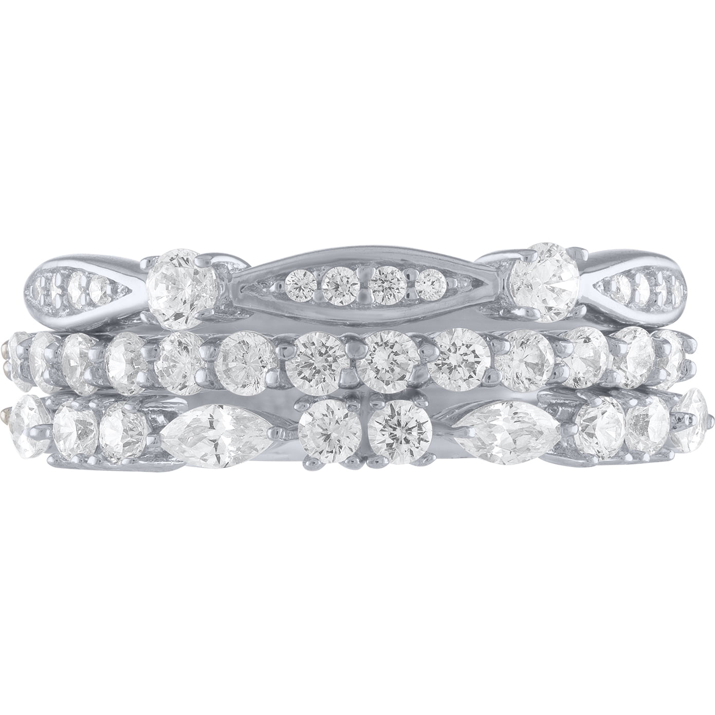 Believe By Brilliance Simulated Diamond 3 Stackable Bands in Sterling Silver
