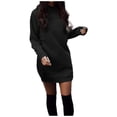 thumbnail image 1 of Vestido informal de otoño-invierno con cuello redondo y manga larga para mujer - Terciopelo grueso, mezcla de poliéster y spandex - Elástico/no transparente, para el día a día/cócteles, 1 of 4