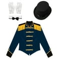 thumbnail image 4 of TiaoBug Women's Circus Ringmaster Costume Long Sleeve Fringe Jacket Halloween Party Costume Lion Tamer Suit Dark Blue L, 4 of 6