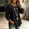 thumbnail image 4 of Setooff Cotton Linen Peplum Long Sleeve Blouses for Women, Round Neck Raglan Shirred Shirts, Solid Loose Plus Size Casual Fall Tops for Women, 4 of 8