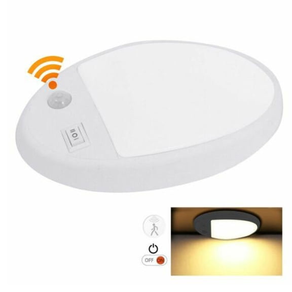 Facon Concise LED RV Dome Light Under Cabinet Light Ceiling Flush Mount Light with PIR Motion Sensor and On&Off Switch, 12Volts DC LED Night Light